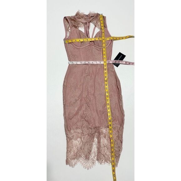 PoshShop Sheer‎ Lace Sleeveless Sheath Dress Caged Neck Blush Pink Extra Small - Picture 3 of 14